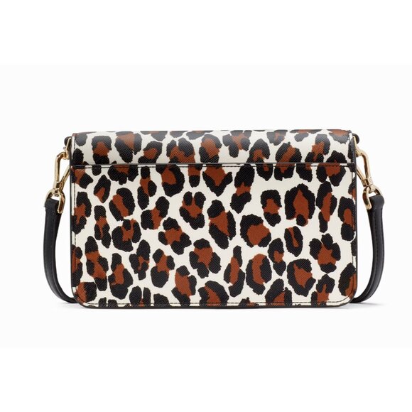 New Kate Spade Madison Spotted Leopard Willow Small Flap Crossbody Cream Multi - Picture 2 of 4